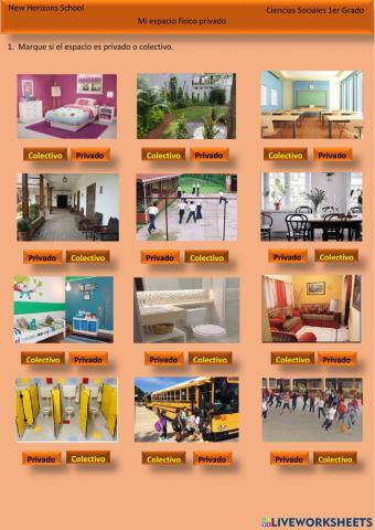 Mi espacio físico privado 1er Grado