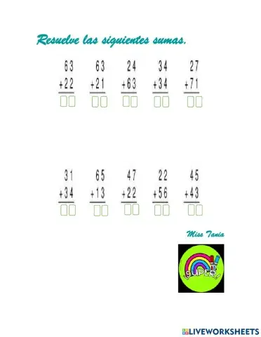 Sumas de dos dígitos