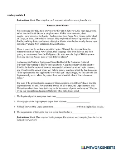 Level 5 - Test Module 1 - Reading