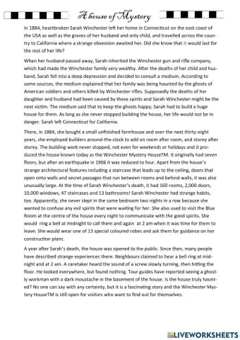 Unit 2: Reading on A House Of Mystery