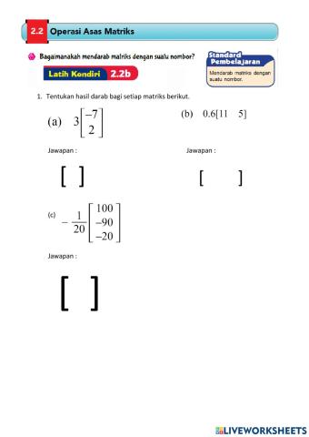 Bagaimanakah mendarab matriks dengan suatu nombor?