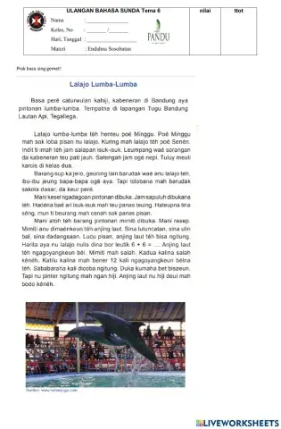 Ulangan Bahasa Sunda tema 6