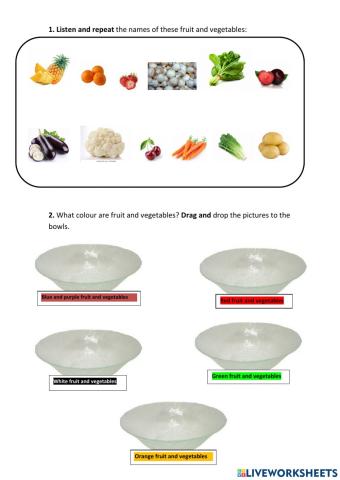 Fruit and vegetables colours