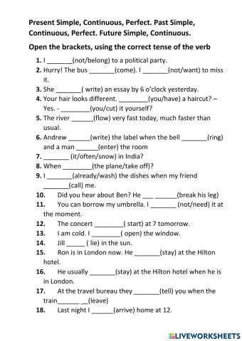 Present, Past, Future tenses