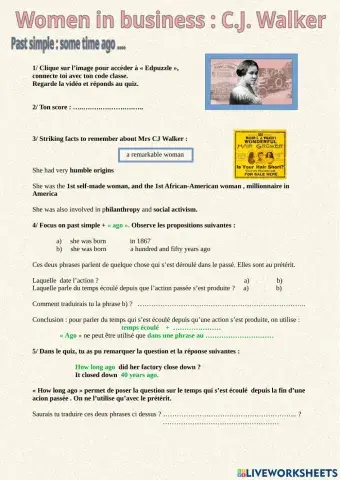 Past simple: women in business CJ Walker