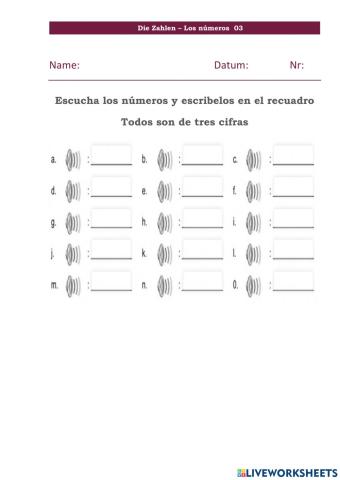 Zahlen tres Cifras