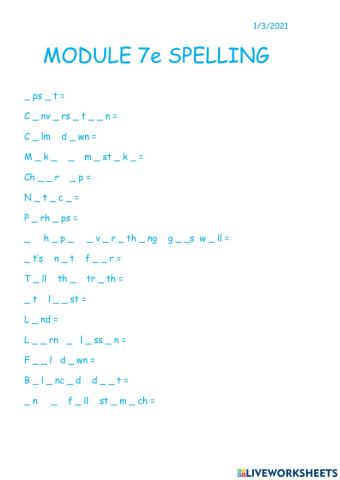 Module 7e spelling