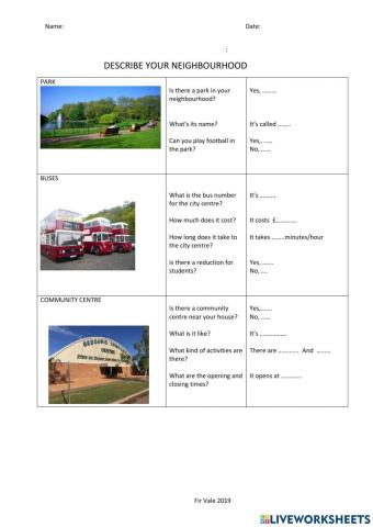 Describing my neighbourhood