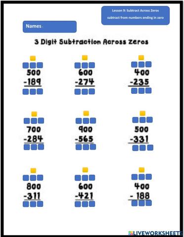 Subtract Across Zeros