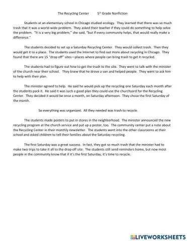 Cause and Effect Passage