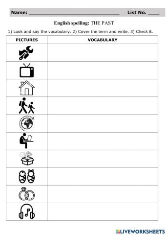 Spelling Test: Activities in the past