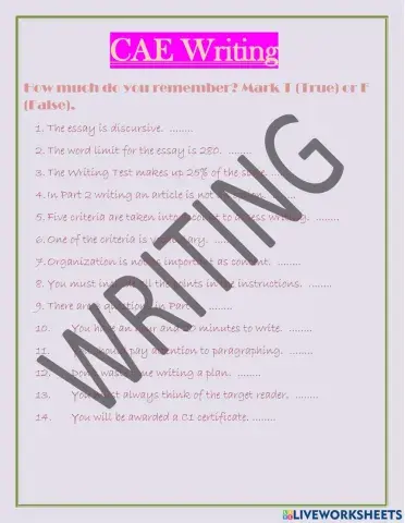 Introduction to CAE Writing