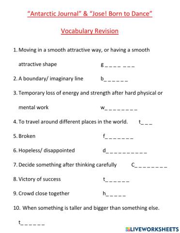 Vocabulary practice