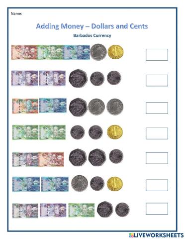 Adding Money - Barbados Currency