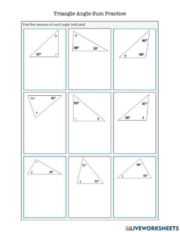 Triangle Angle Sum Practice