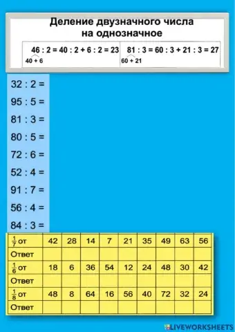 Деление двузначного числа на однозначное