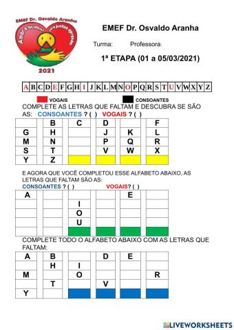 Tabela alfabeto