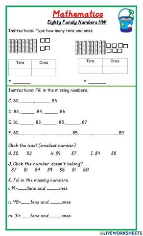 Eighty family numbers hw