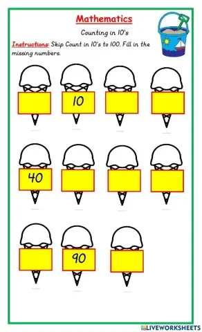 Skip counting in tens HW ICE-CREAM CONE