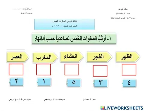 الصلوات الخمس