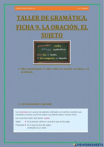 Taller de gramática. Ficha 9.