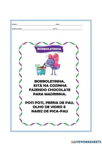 Letra e musica borboletinha