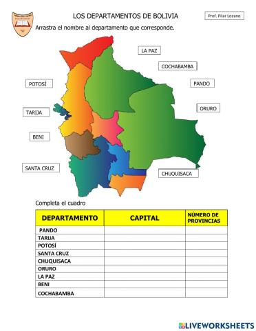 LOS DEPARTAMENTOS DE BOLIVIA