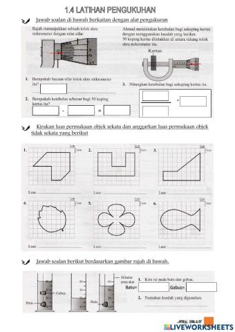 Tolok Skru micrometer, Anggaran Luas & Anggaran Isipadu