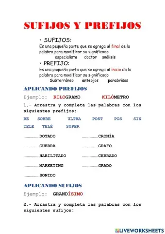 Sufijos y prefijos