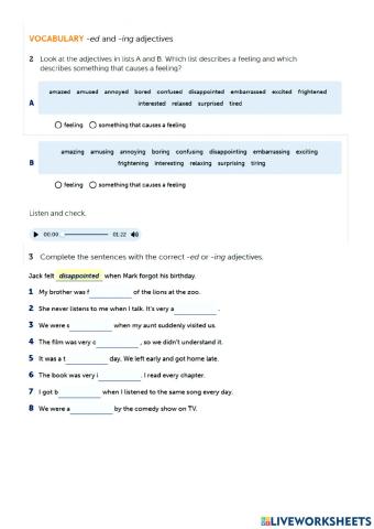 -ed and -ing adjectives