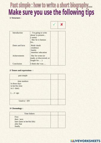 Past simple : How to write a biography