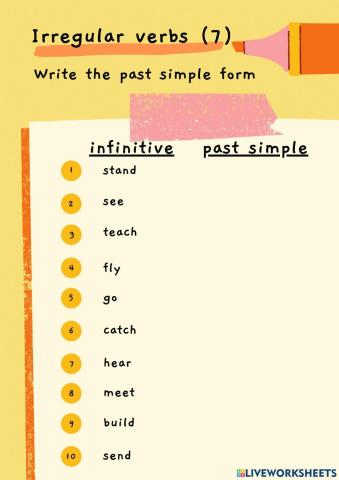 Irregular Verb Past Simple Test (7)