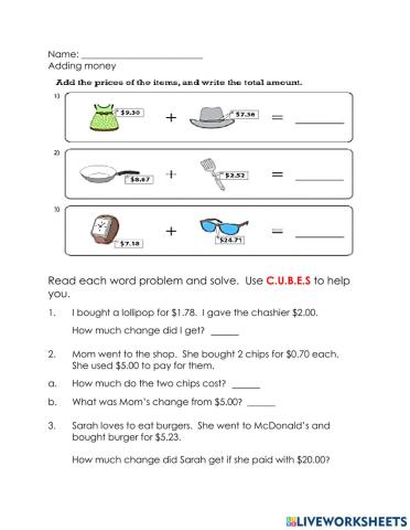 Adding and Subtracting Money