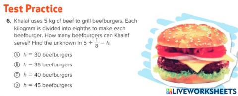 G5 Exit Divide Whole Numbers by Unit Fractions
