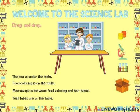 Fun with science (Prepositions drag and drop)