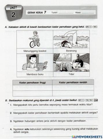 Pernafasan Manusia : Kadar Pernafasan Manusia