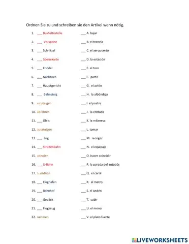 Wortschatz Menschen A1 Lektionen 9 und 10