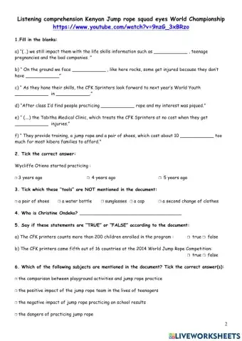 Listening comprehension kenya jump rope squad