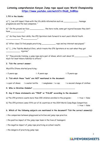 Listening comprehension kenya jump rope squad