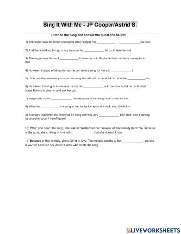 Sing with me listening comprehension 