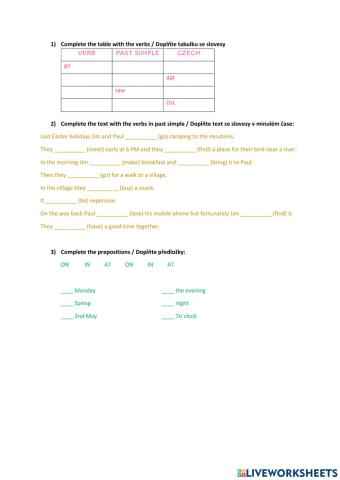 Past simple, prepositions of time