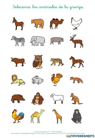 Selecciona los animales de la granja 1