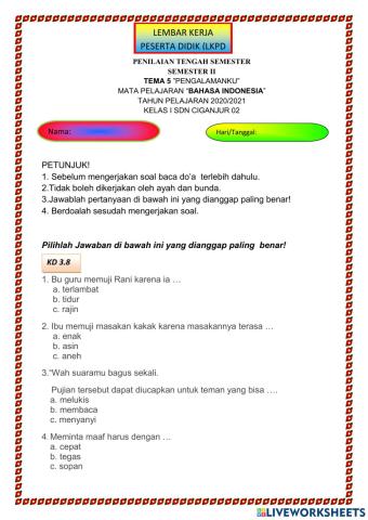 PTS Bahasa IndonesiaTema 5