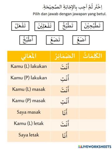 Bahasa arab tahun 5 (di dapur)