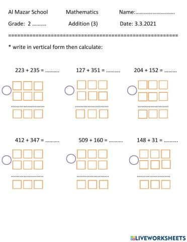 Addition of 3 digits numbers