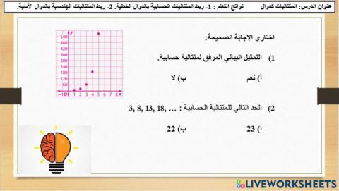 المتتاليات كدوال (حسابية)