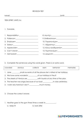 Teen spirit: units 5-6