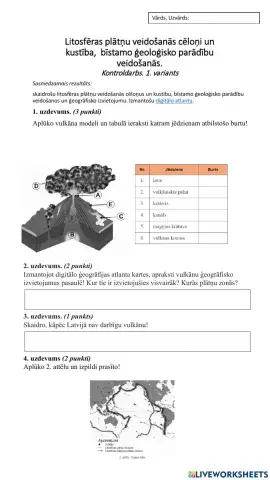 Litosfēras plātnes un vulkāni un zemestrīces