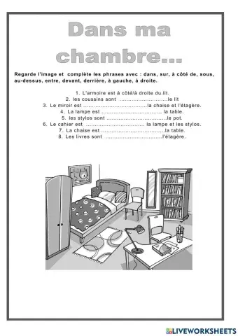 French preposition - ma chambre