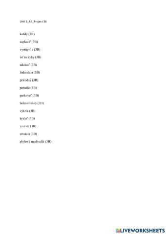 Vocabulary-Project 3 Unit 3AB - b